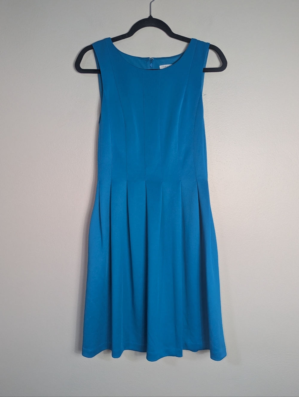 8 Calvin Klein Blue Zip Back Stretch‎ Flare Dress